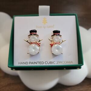 True to Form Cubic Zirconia Snowman Earrings NIB